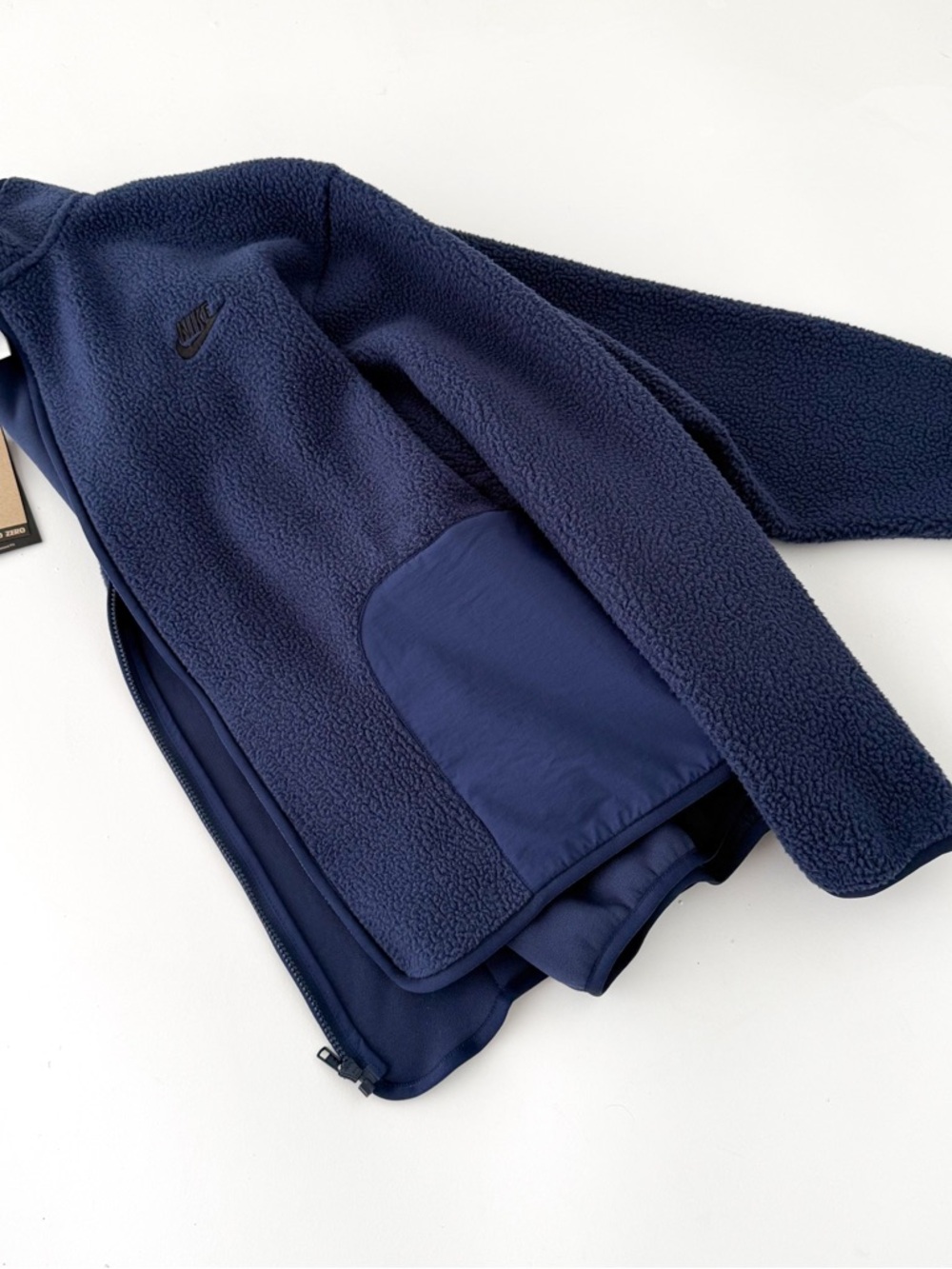 New Nike Sportswear Club Sherpa Fleece Jacket Men's Navy Blue Size L Oversized - Picture 2 of 13